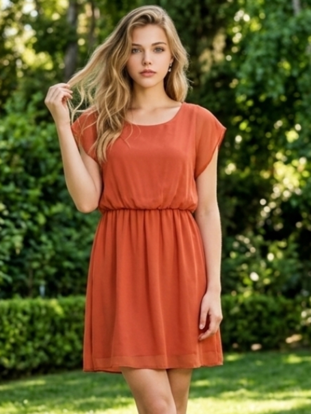 Sweet Storm Elegant Orange Chiffon Dress Size Large